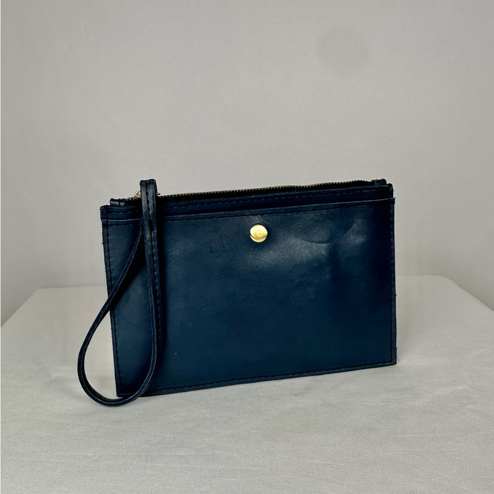 Raven + Lily Campbell Leather Wristlet, Deep Sea/Navy Blue